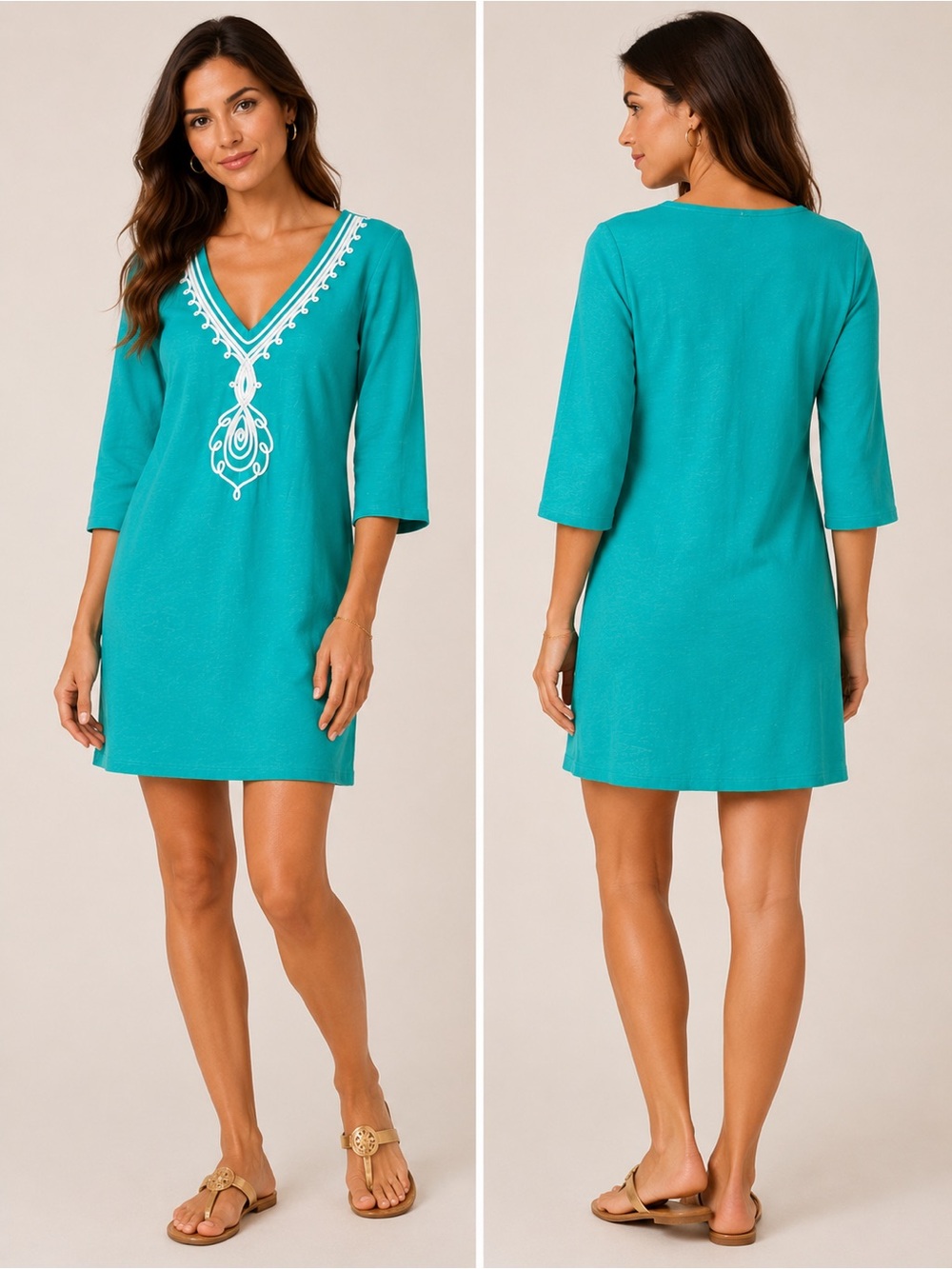 Lilly Pulitzer Seafoam Green Tidewater Embroidered Tunic Dress size Medium